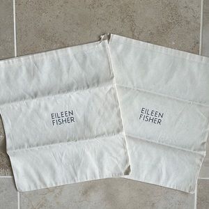 2 EILEEN FISHER Dust Travel Shoe Bags 14”x 11.75 Drawstring Beige Organic Cotton